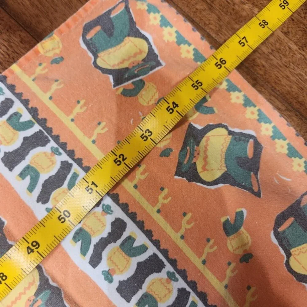 Vintage Southwestern‎ Mexican Novelty Print Tablecloth Orange Green 56